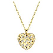 0.12 ct. t.w. Diamond Lattice Heart Pendant with Chain in Yellow Plated Sterling Silver - 18&quot;