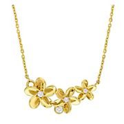 0.1 ct. t.w. Diamond Triple Flower Necklace in 10k Yellow Gold - 17-in. + 1-in. extender