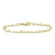 Heart Link Bracelet in Yellow Plated Sterling Silver - 7.5&quot;