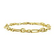 Figaro Rolo Bracelet in Yellow Plated Sterling Silver - 7.5&quot;