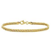 Double Curb Link Chain Bracelet in Yellow Plated Sterling Silver - 7.5&quot;