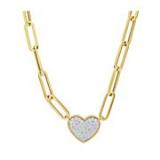 0.37 ct. t.w. Diamond Heart Oval Link Necklace in 14k Yellow Gold - 18&quot;