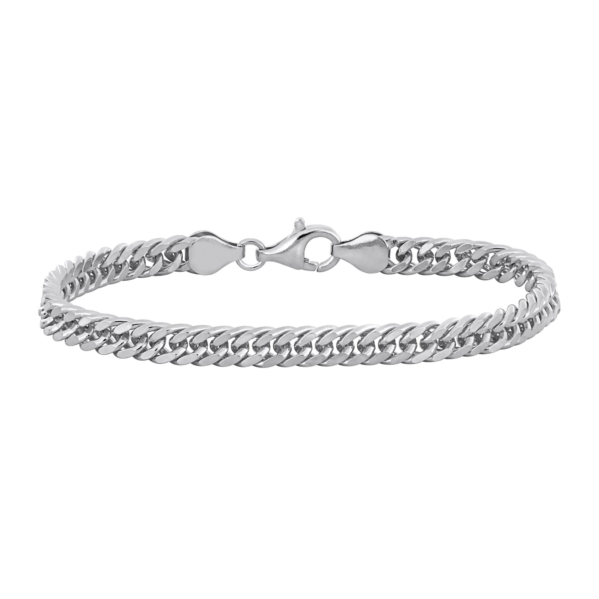 Men's Double Curb Link Bracelet in Sterling Silver - 9