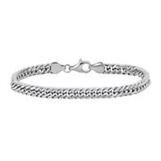 Men's Double Curb Link Bracelet in Sterling Silver - 9&quot;