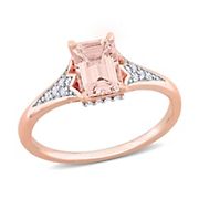 0.87 ct. t.g.w. Octagon Morganite and 0.1 ct. t.w. Diamond Engagement Ring in 10k Rose Gold