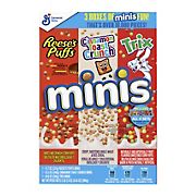 Minis Kids Breakfast Cereal Variety Pack, Reeses Puffs, Cinnamon Toast Crunch, Trix, 34.8 oz.