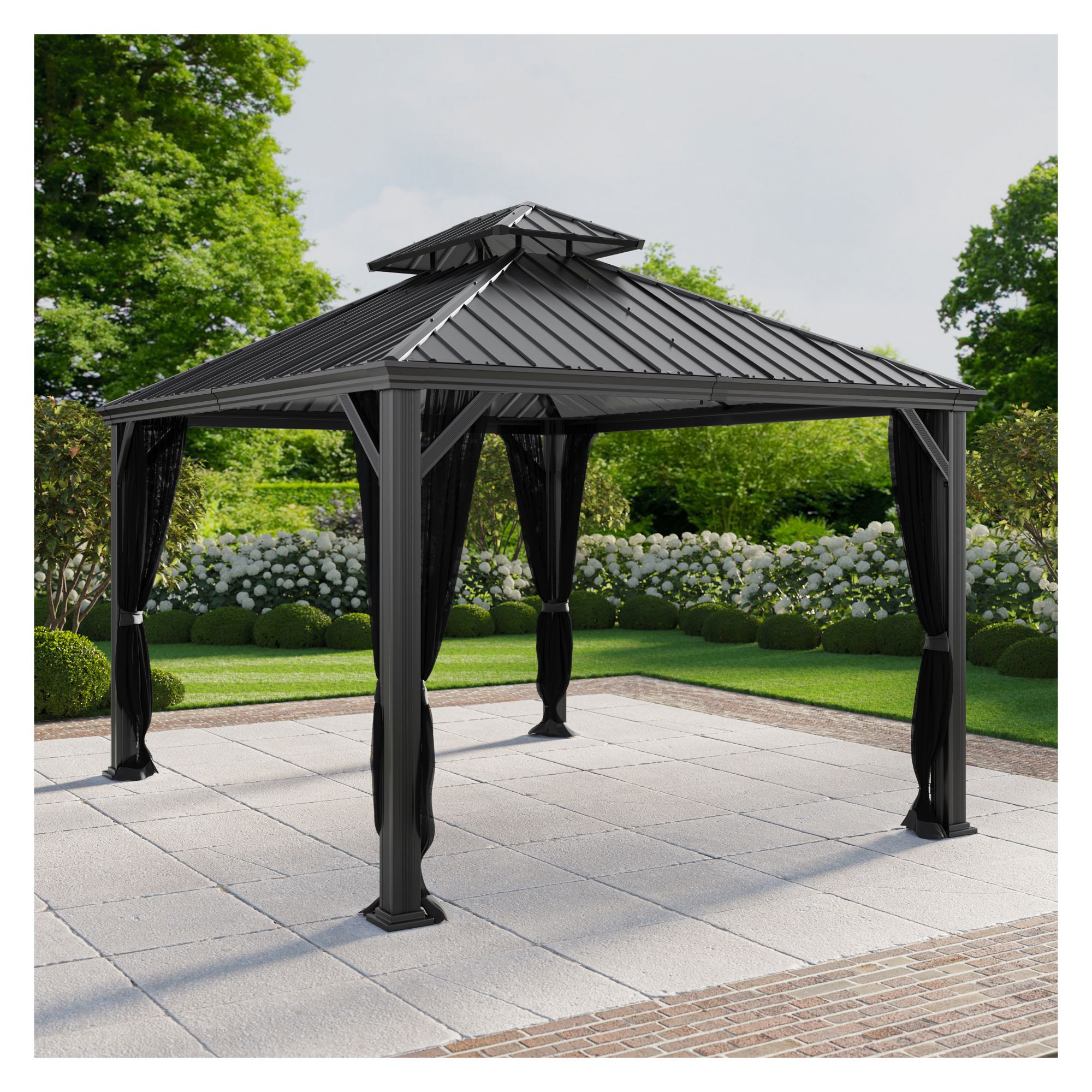 SunVilla Clara 10' x 12' Steel/Aluminum Hard Top Gazebo with Netting