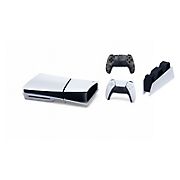 Sony PlayStation 5 Slim Disc Console Bundle with Gray Camo Controller and Charging Station