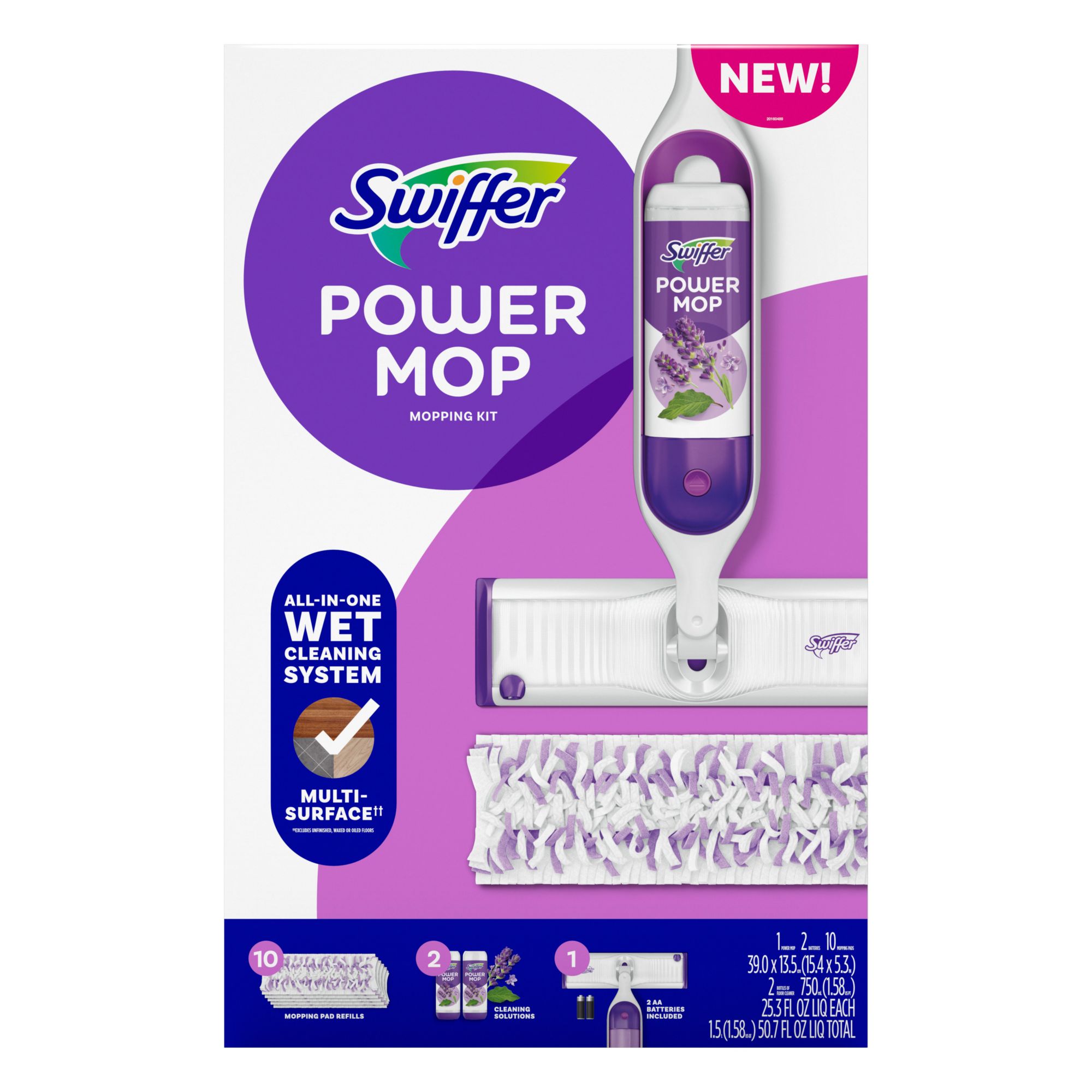 Swiffer PowerMop Multi-Surface Floor Mop Kit, Lavender Scent