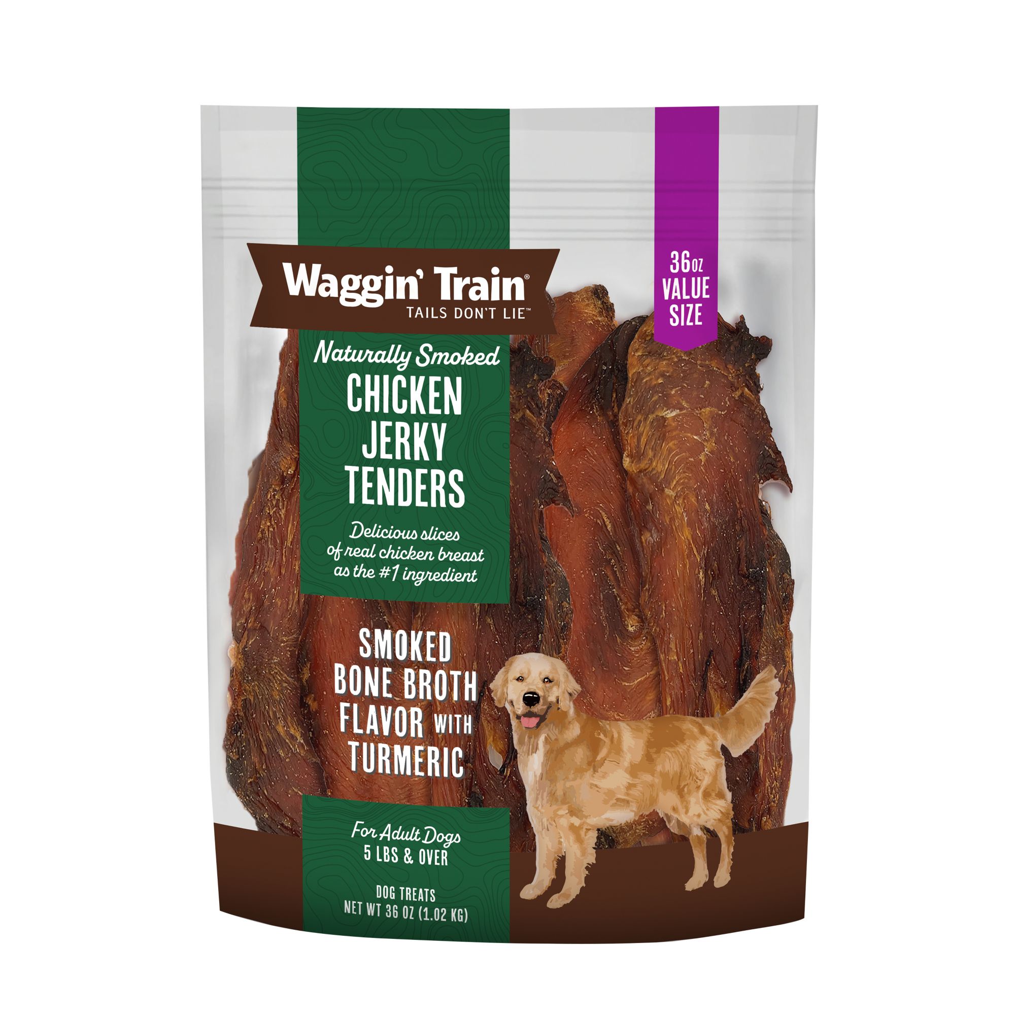 Waggin' Train Smoked Chicken Jerky with Bone Broth & Turmeric, 36 oz.