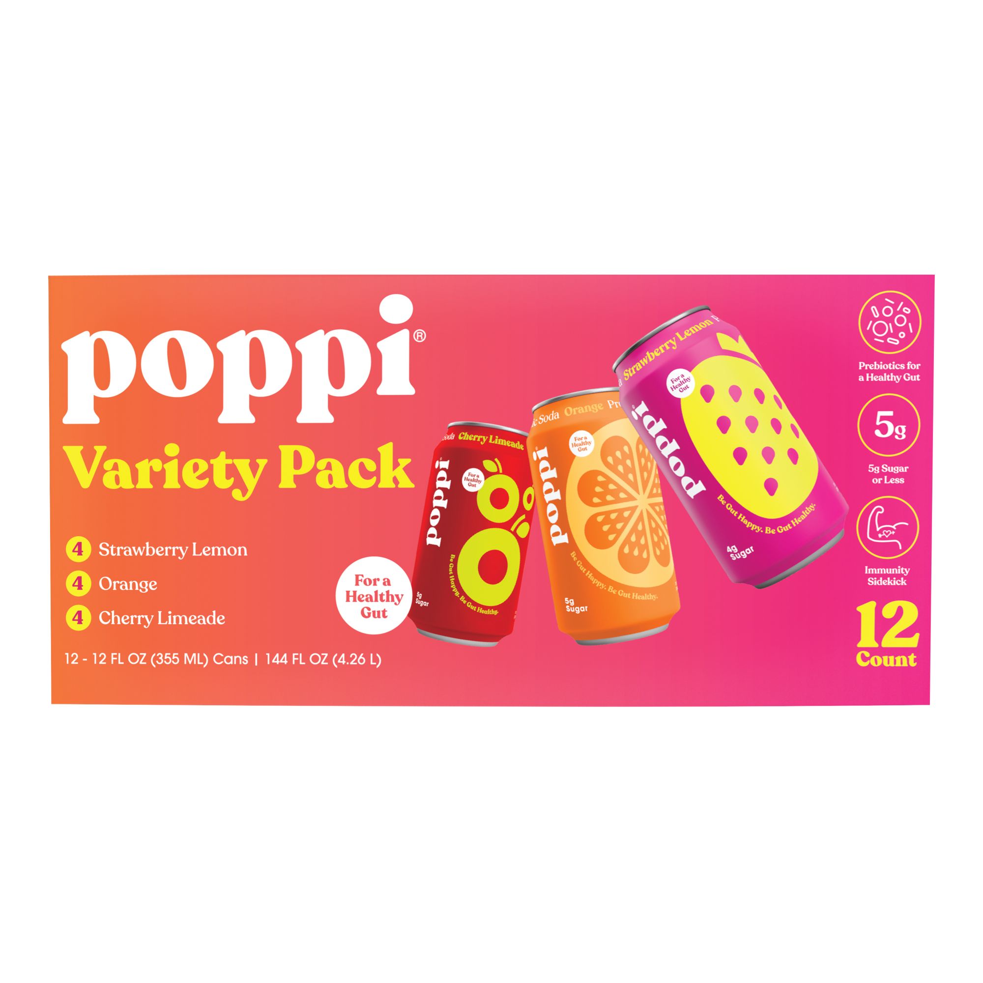 Poppi Orange, Cherry Limeade and Strawberry Lemon Variety Pack, 12 pk./12 oz.