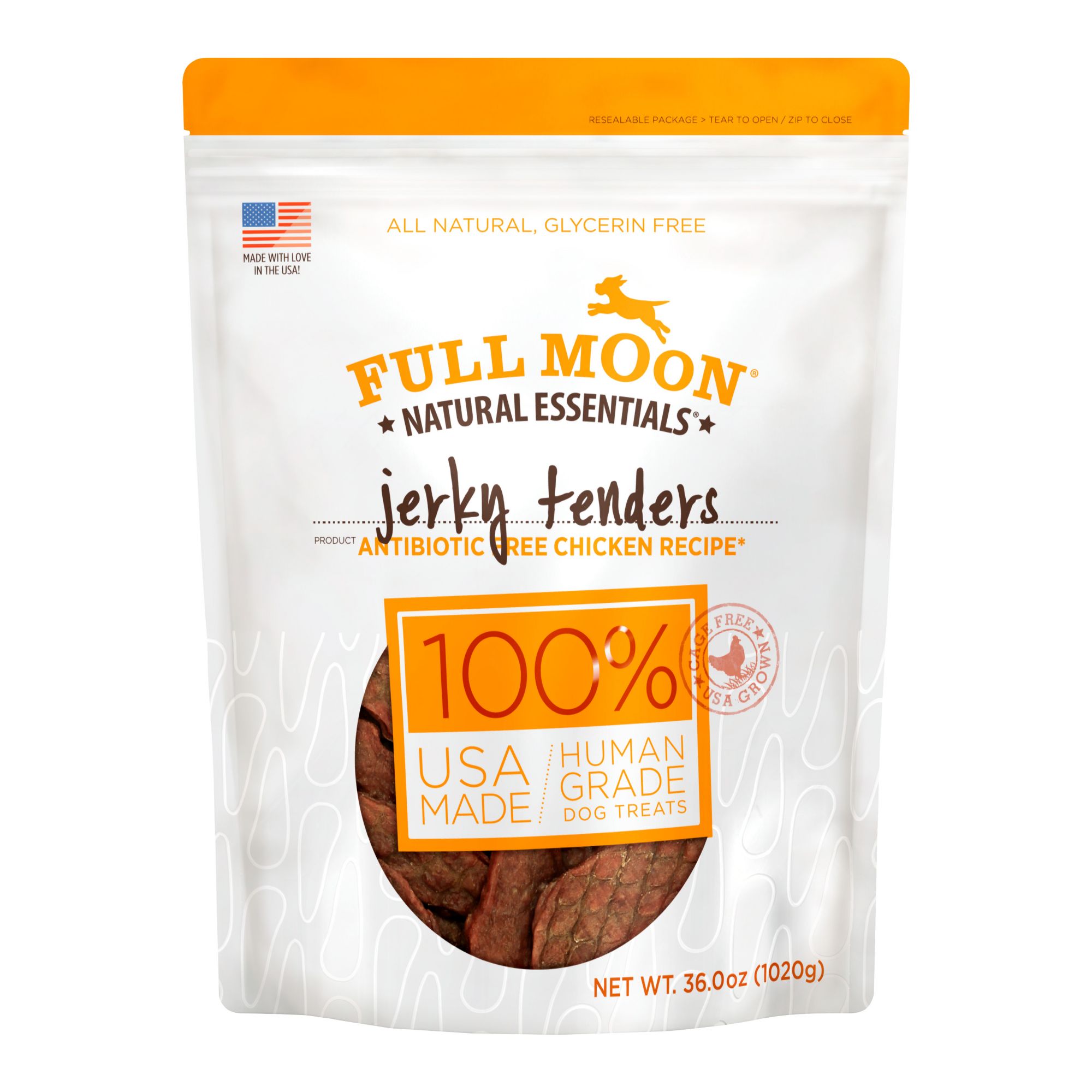 Full Moon All Natural Human Grade Dog Treats - Chicken Jerky Tenders, 36 oz.