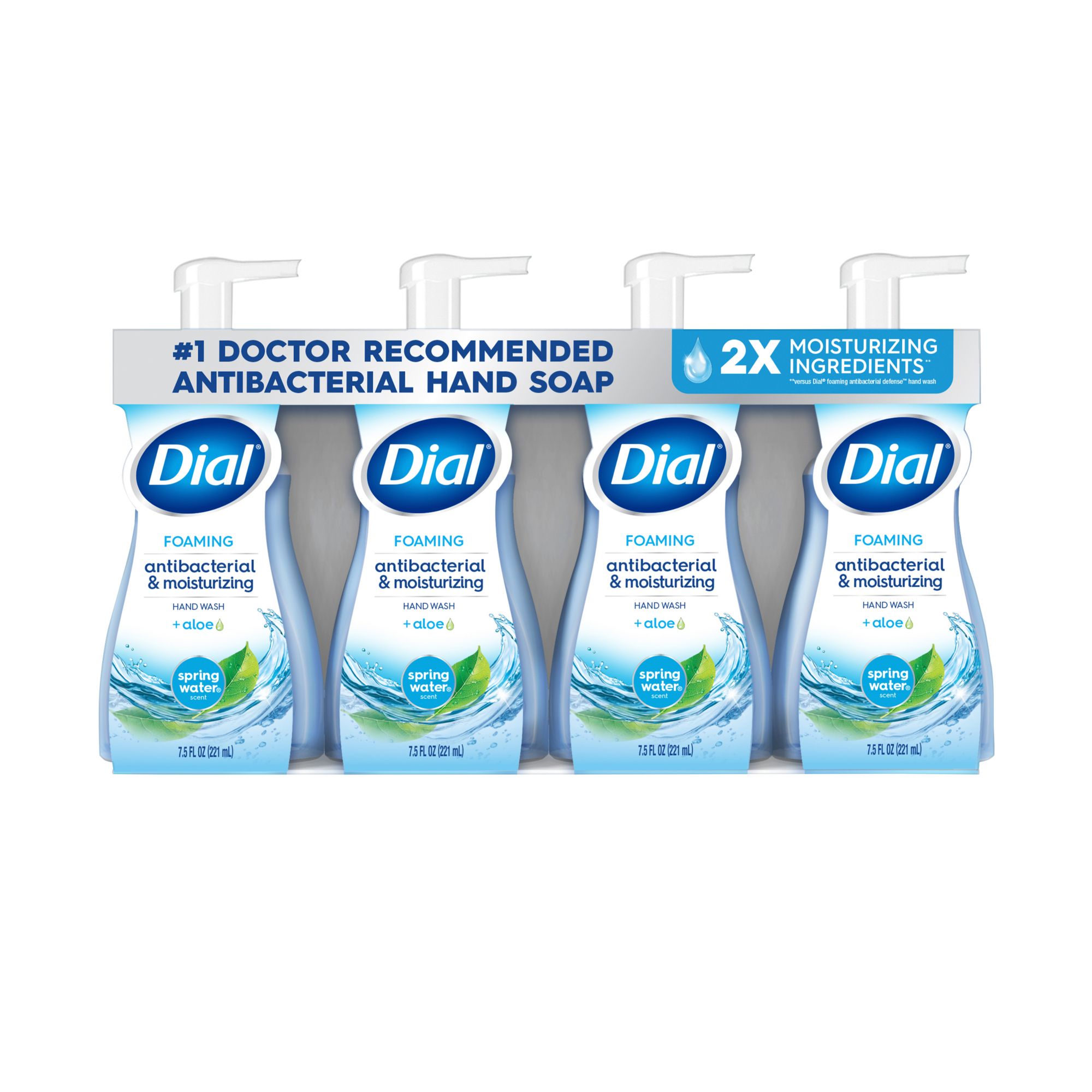 Dial Foaming Hand Wash Antibacterial & Moisturizing - Spring Water, 4 pk./7.5 oz.