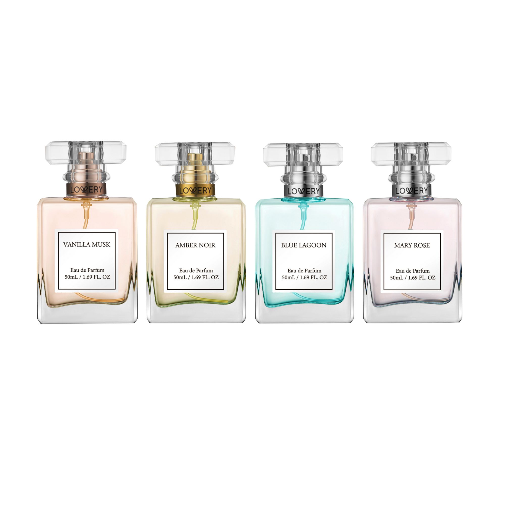 Lovery Floral 4-Piece Eau de Parfum Gift Set in Lagoon, Rose, Amber & Vanilla Scents