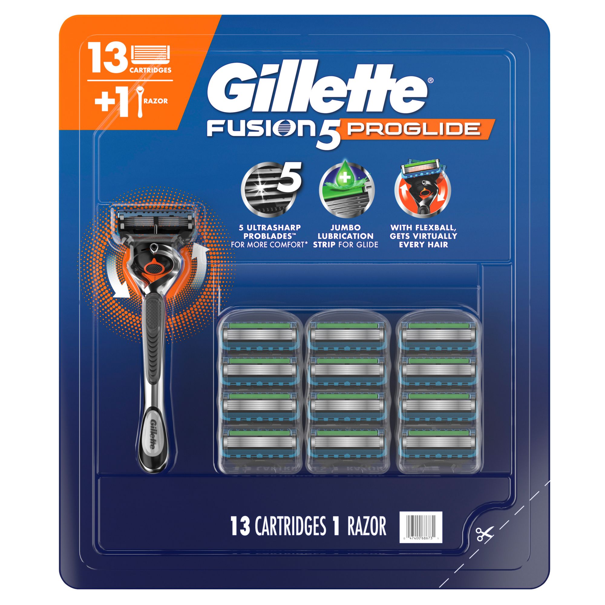 Gillette Proglide Razor for Men 1 Handle 13 Blade Refills