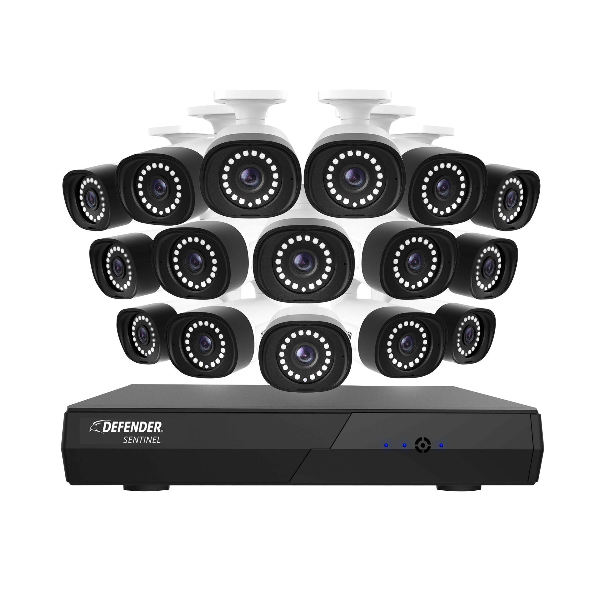 Defender Sentinel 16-Channel 16-Camera 4K Metal Security System with 12TB HDD NVR, Color Night Vision, and Human Detection