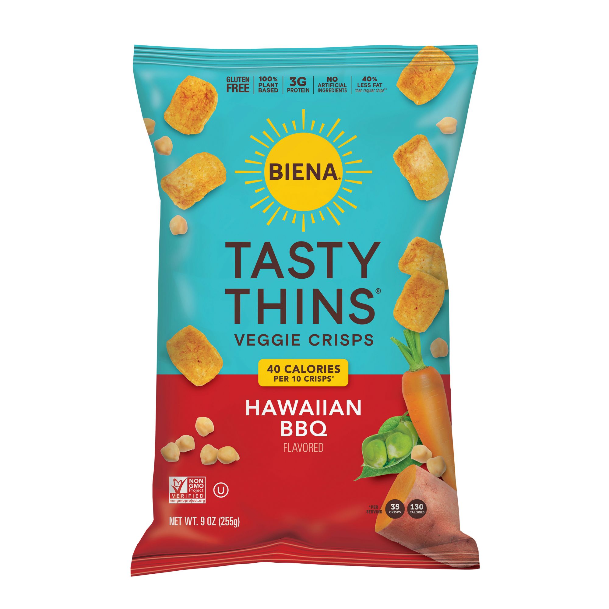 Biena Snacks Hawaiian Barbeque Tasty Thins Veggie Crisps, 9 oz.