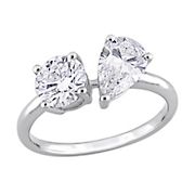 2 ct. t.w. Lab Grown Diamond Pear & Round 2-Stone Engagement Ring in 14k White Gold