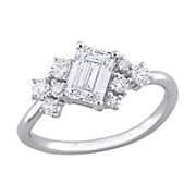 1.33 ct. t.w. Lab Grown Diamond Emerald-Cut Cluster Engagement Ring in 14k White Gold