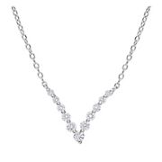 .33 ct. t.w. Lab Grown Diamond Graduated V Necklace in Platinum Plated Sterling Silver