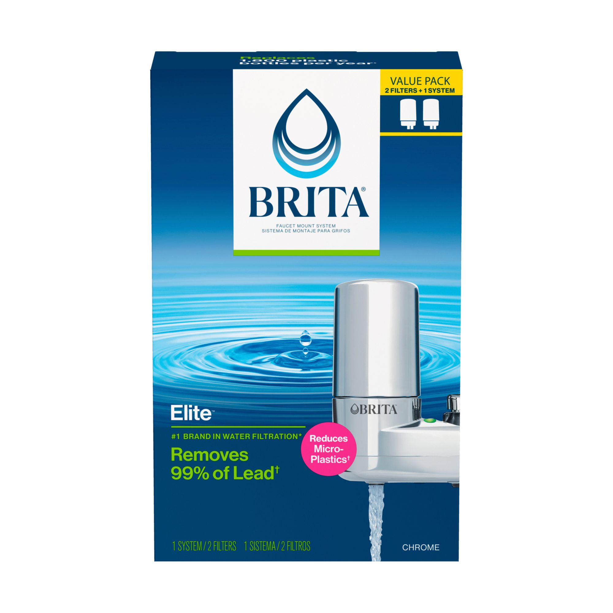 Brita Tap Water System Faucet Filter Change Reminder BPA Free Basic White