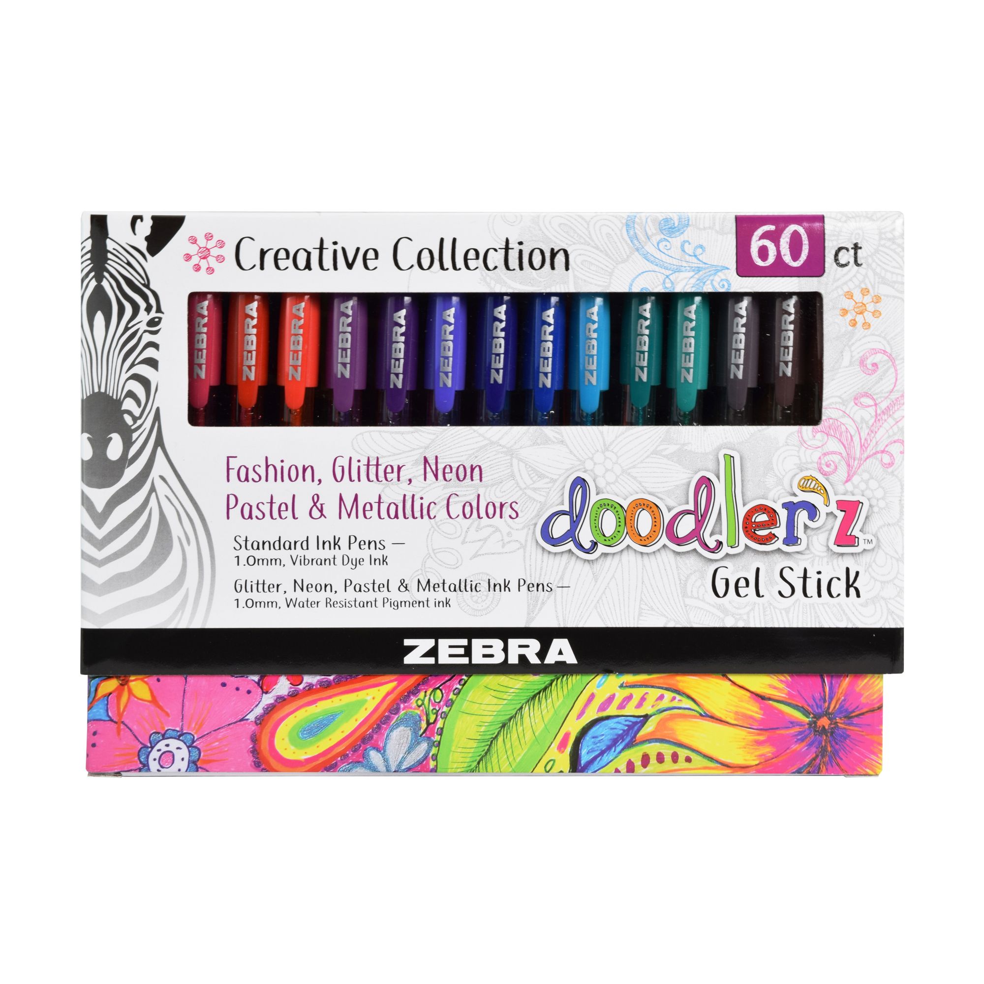 Zebra Doodler'z Gel Stick 1mm Gel Pens, 60 pk. - Assorted Colors