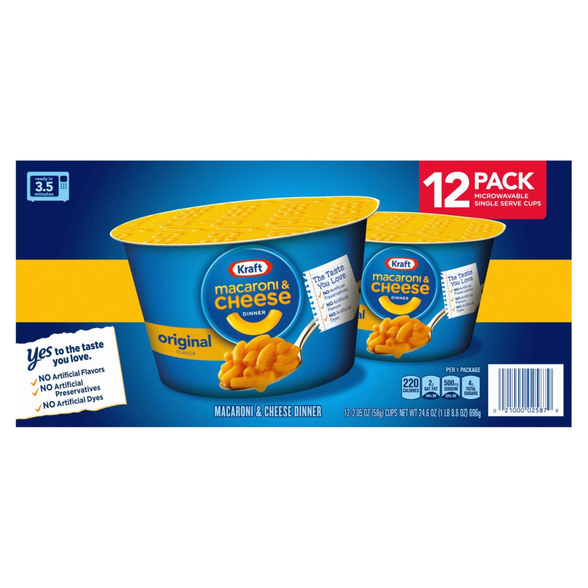 Kraft Original Macaroni & Cheese Easy Microwavable Dinner, 12 pk./2.05 oz.