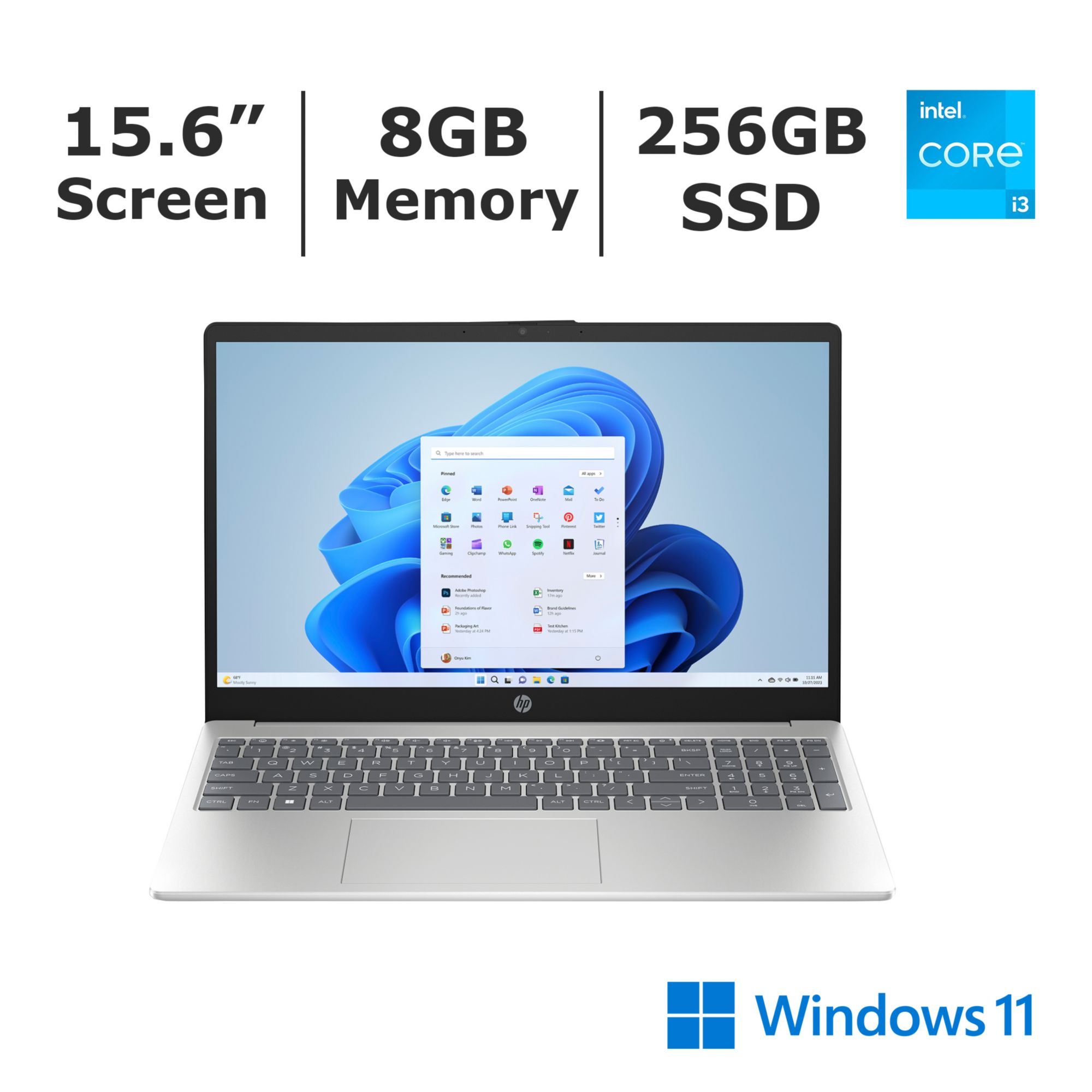 HP Inc. 15.6&quot; Touchscreen Laptop, Intel Core i3 Processor, 8GB RAM,  256GB SSD, Intel UHD Graphics