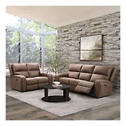 Abbyson Home Bentley Reclining Sofa and Loveseat - Brown
