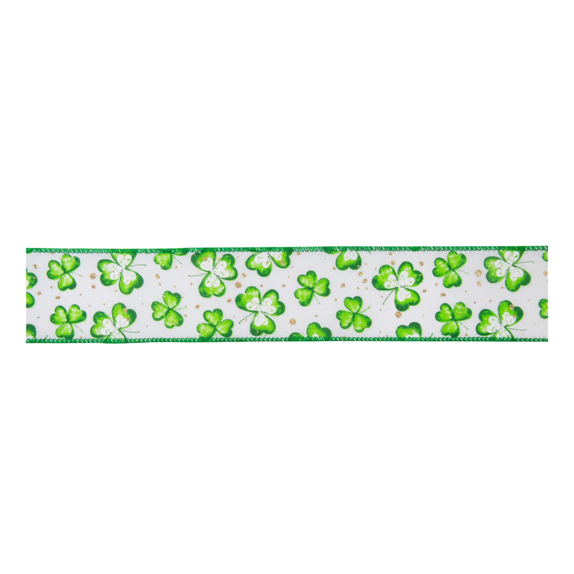 St. Patrick's Day Shamrock Wired Spring Craft Ribbon, 2.5&quot; x 10 Yards