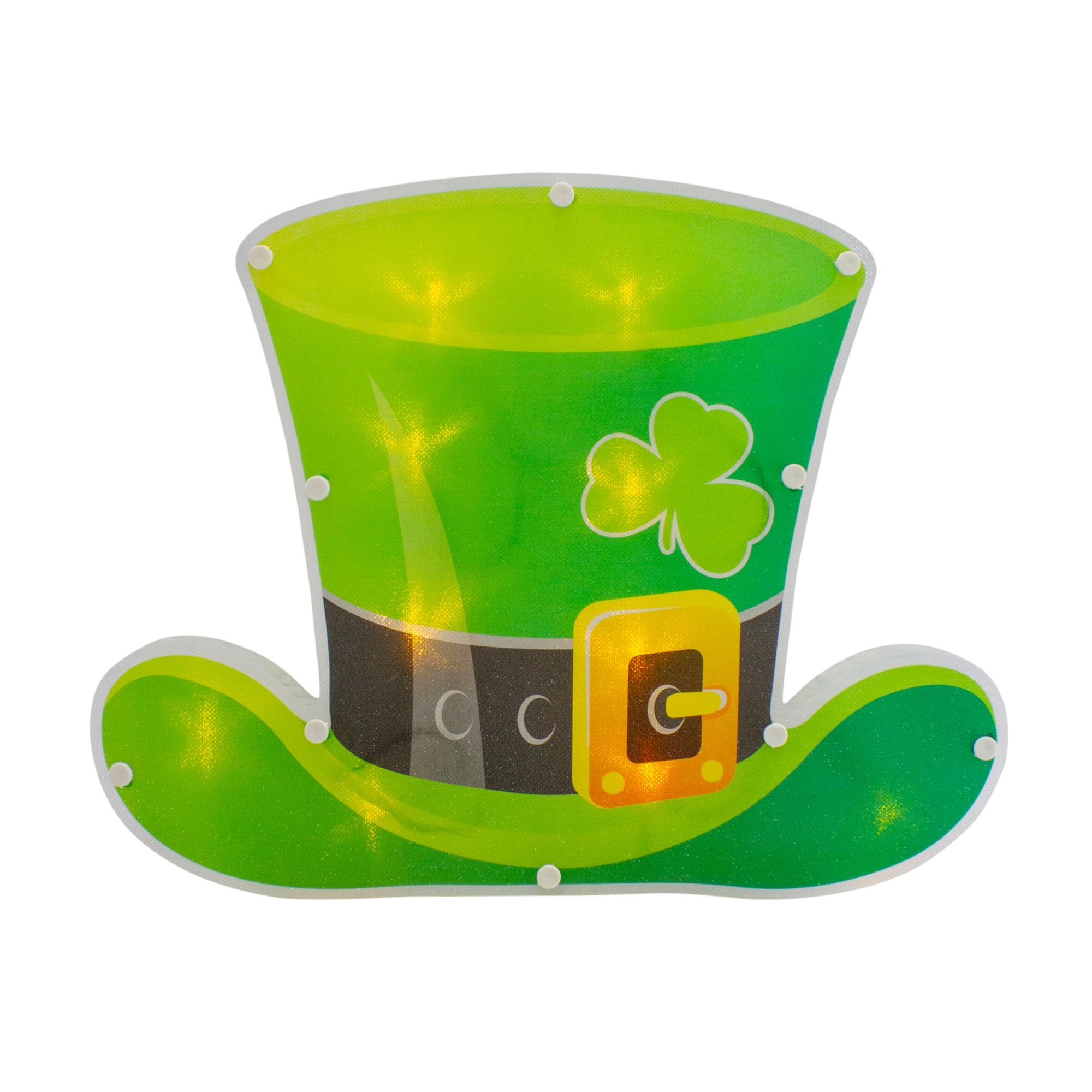 Northlight 12.5&quot; LED Lighted Irish St. Patrick's Day Leprechaun Hat Window Silhouette with Timer