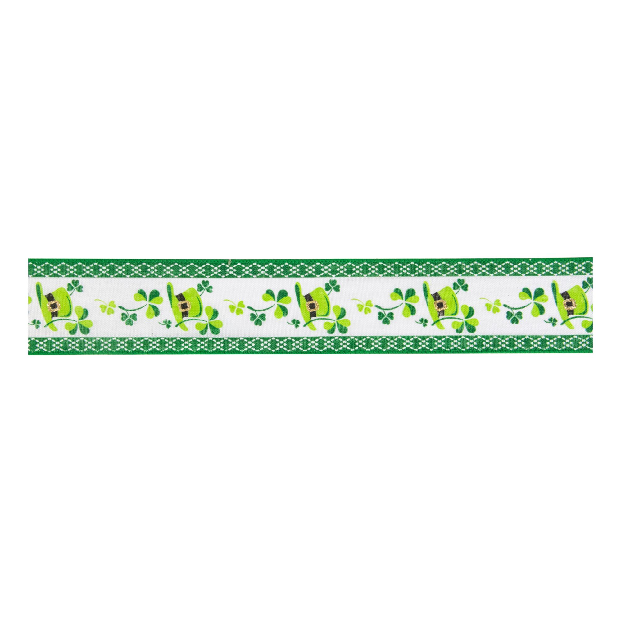 Northlight St. Patrick's Day Shamrock and Hat Wired Spring Craft Ribbon, 2.5&quot; x 10 Yards