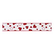Northlight Valentine's Day Wired Craft Ribbon, 10 Yards - White and Red Glitter Hearts