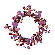 Pink and Purple Candies and Hearts Valentine's Day Unlit Wreath, 16&quot;
