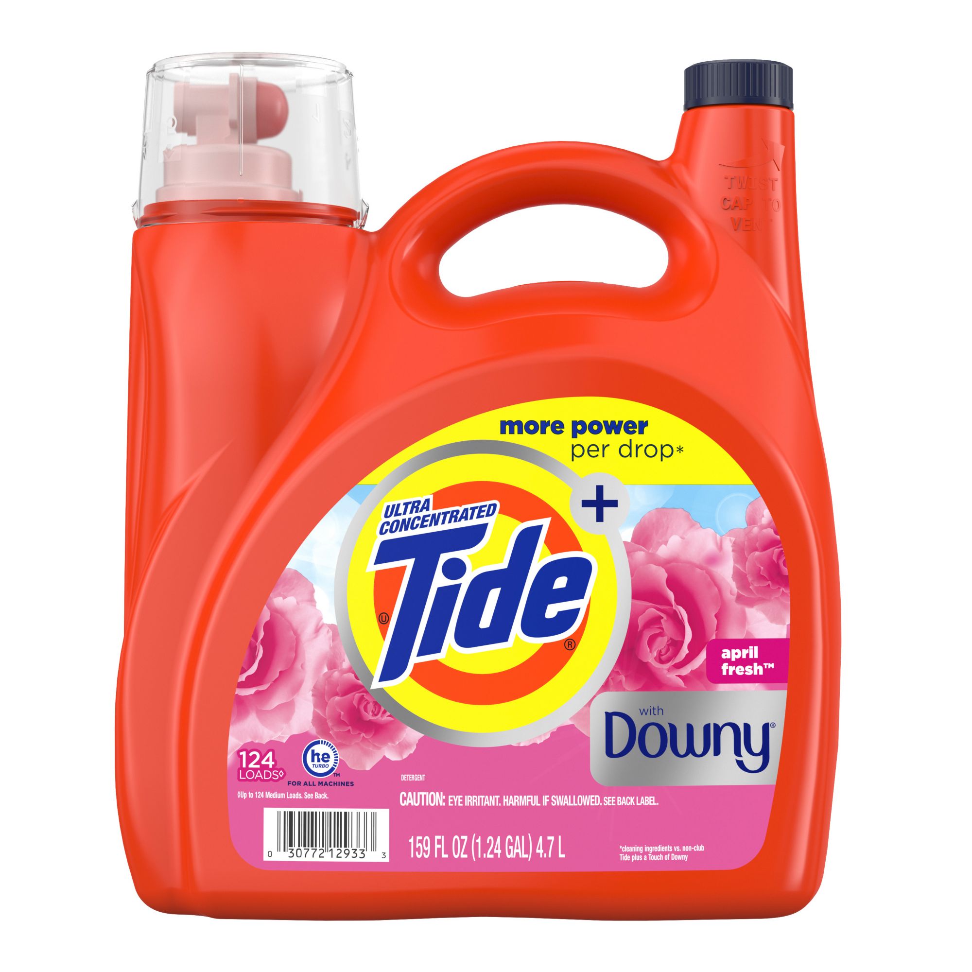 Tide Plus A Touch of Downy Liquid Laundry Detergent, HE Compatible, 124 loads/159 fl. oz. - April Fresh