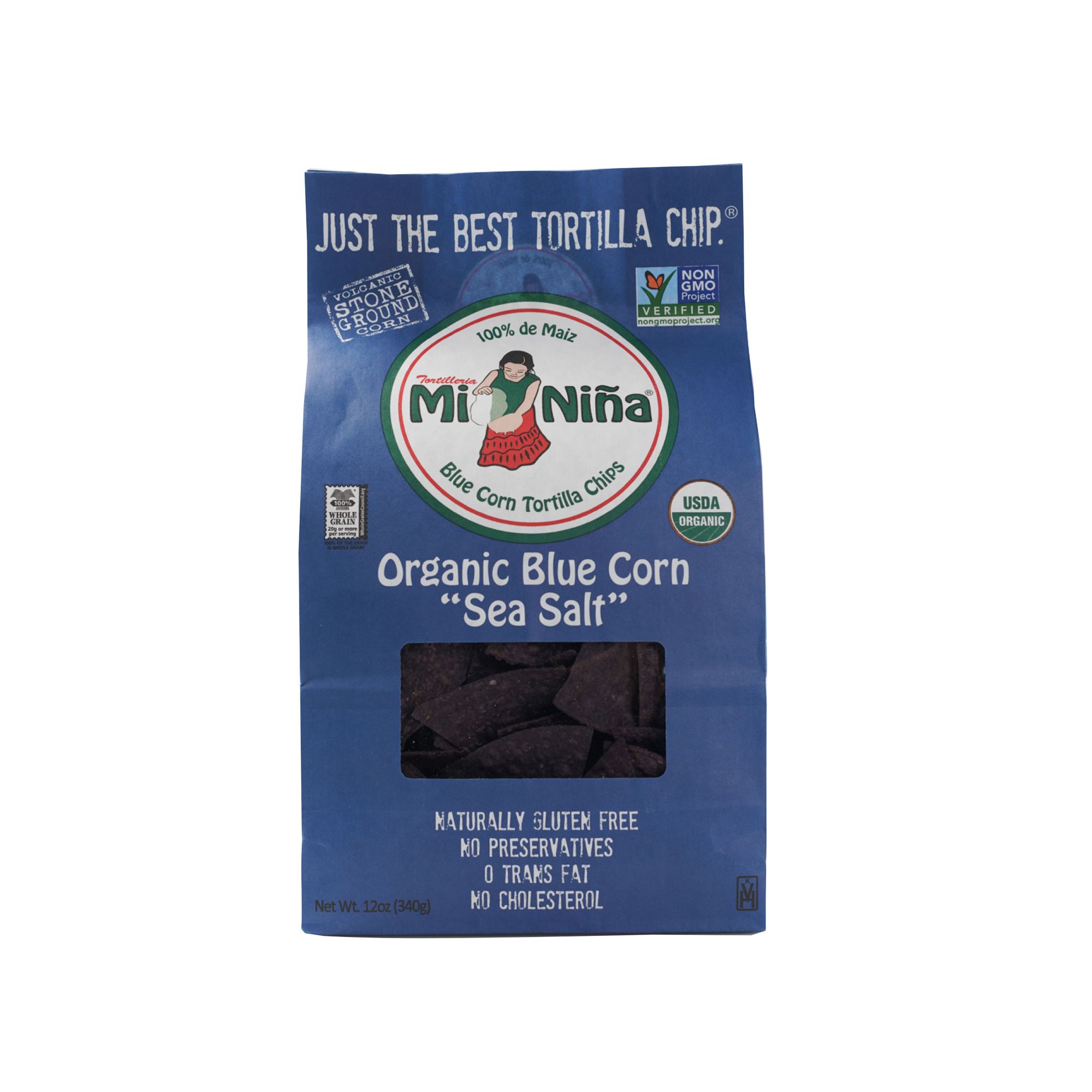 Mi Nina Organic Blue Corn Tortilla Chips, 12 oz.