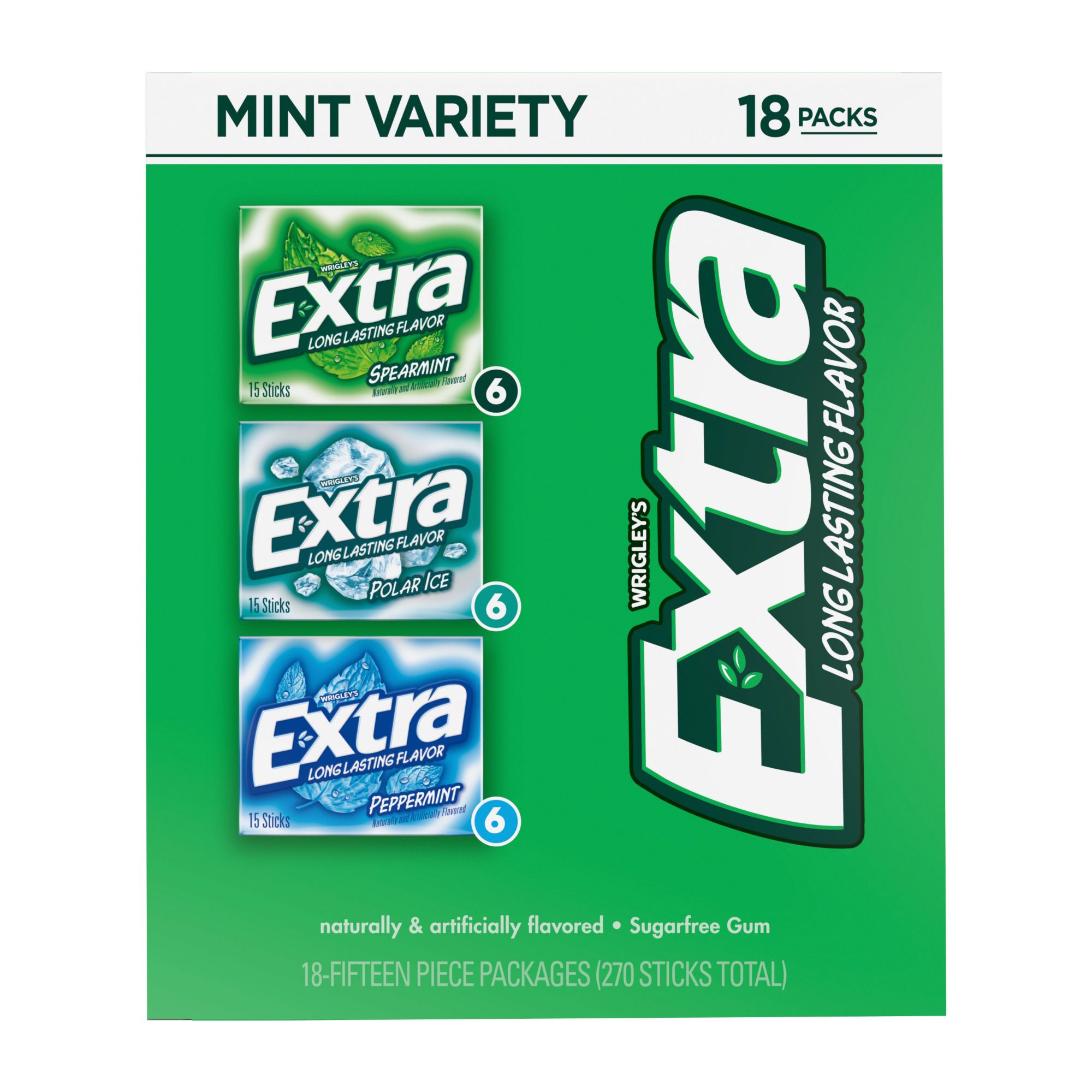 Extra Sugar Free Chewing Gum Variety Assortment Bulk Box, 18 ct.