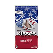 Hershey's Kisses Milk Chocolate Candy Patriotic Foils Bulk Bag, 52 oz.