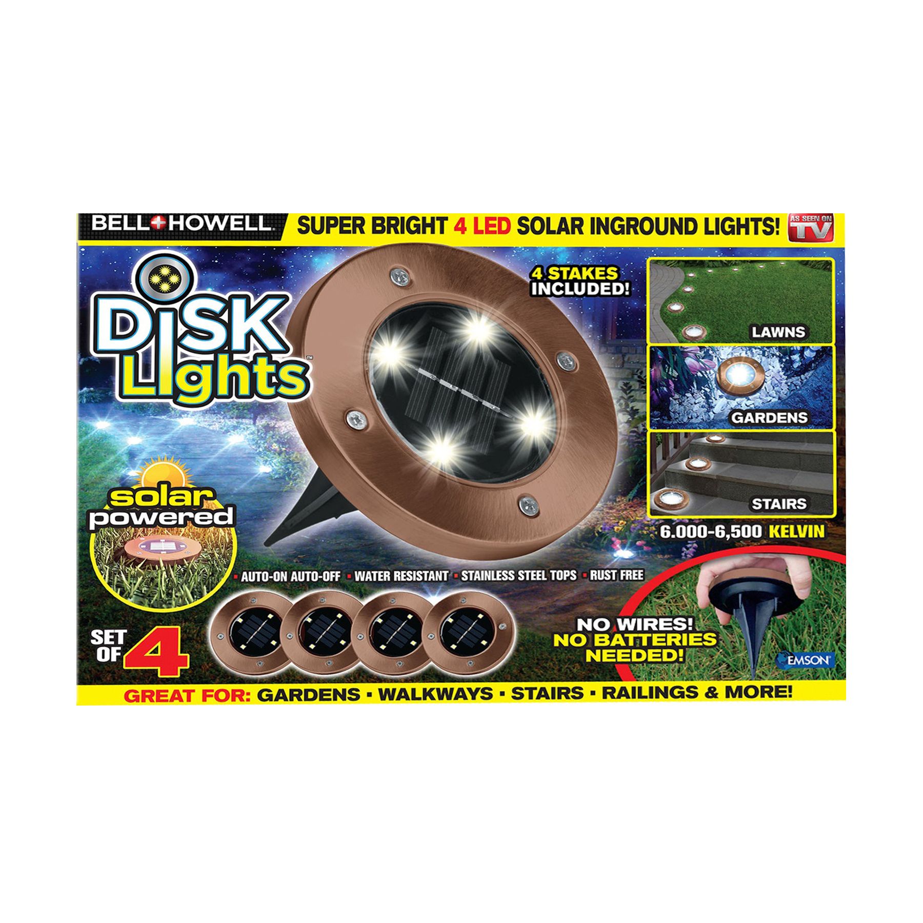 Bell + Howell Solar Disk Lights Bronze, 8 pk.