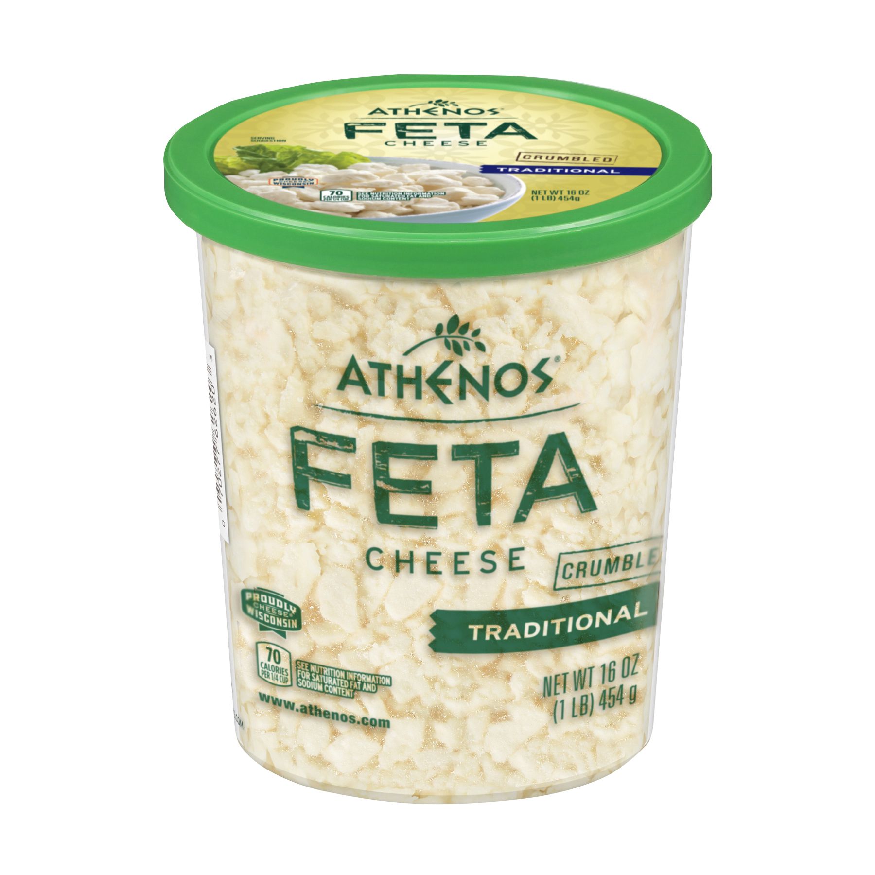 Athenos Traditional Feta Crumbled Cheese, 16 oz.