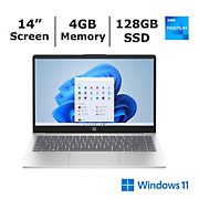 HP 14&quot; Pentium N200 Laptop, 128GB SSD, 4GB Memory, Microsoft 365 Personal 1-Year Subscription - Silver