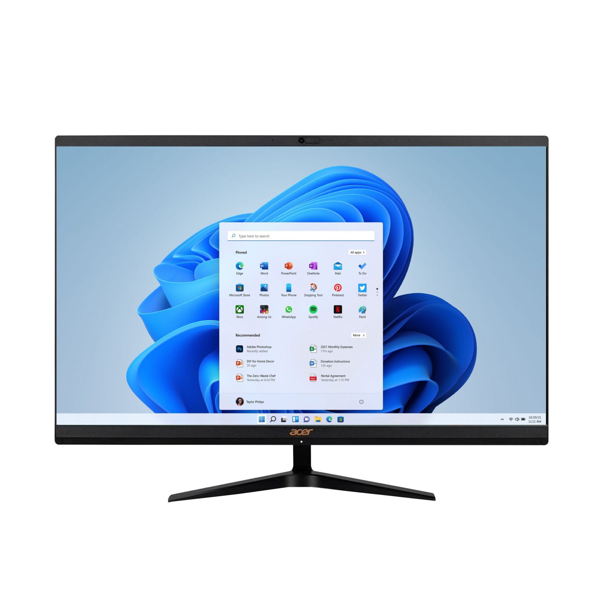 Acer Aspire C27-1655-URi3 27" FHD IPS All-in-One PC, Intel Core i3-1115G4 3.0GHz, 8GB RAM, 512GB NVMe SSD, Windows 11 Home, Silver