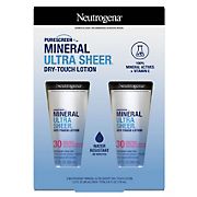 Neutrogena Mineral Ultra Sheer Dry-Touch SPF 30 Sunscreen Broad-Spectrum UVA/UVB Protection, 2 pk./3 oz.