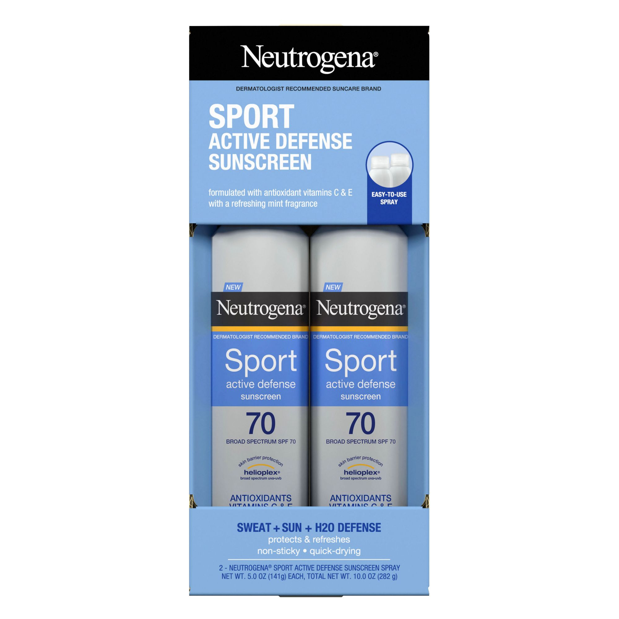 Neutrogena Sport Active Defense SPF 70 Sunscreen Spray, 2 pk. /5 oz.