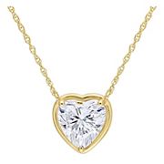 2 ct. DEW Moissanite Heart Pendant with Chain in 10k Yellow Gold