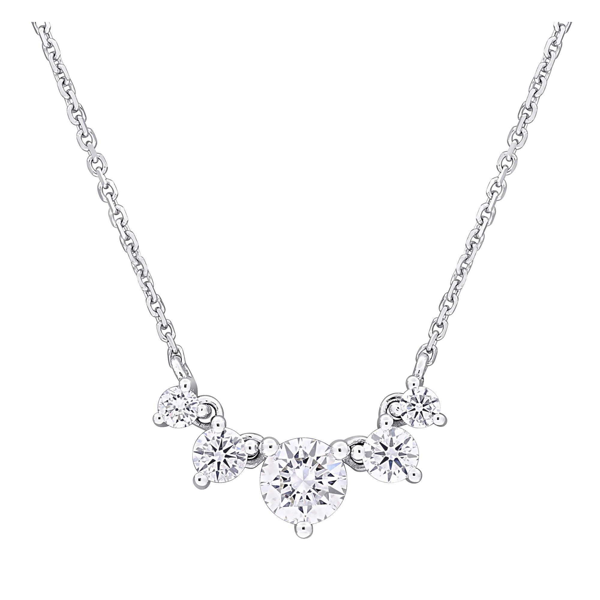 .60 ct. t.w Lab-Grown Diamond Five Stone Necklace in 14k White Gold