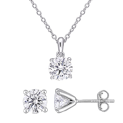8.33 ct. t.g.w. Created White Sapphire Halo Earring and 8.33 ct. t.g.w. Created White Sapphire Halo Earring and