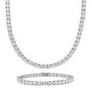 2-Pc. Set Created White Sapphire Tennis Bracelet and Necklace in Sterling Silver