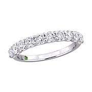 1 ct. t.w. Lab Grown Diamond and Tsavorite Accent Anniversary Band in 14k White Gold