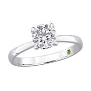 1 ct. t.w. Lab-Grown Diamond and Tsavorite Accent Engagement Ring in 14k White Gold
